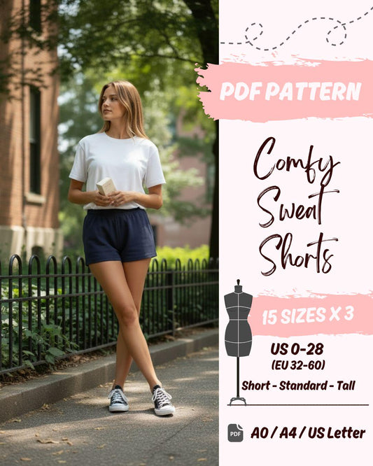 Comfy Shorts (US0-US28) | PDF Sewing Pattern