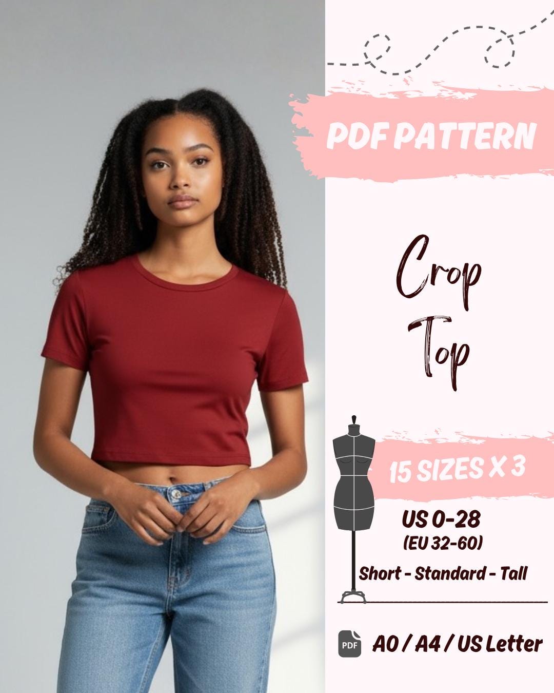 Fitted Crop Top (US0-US28) | PDF Sewing Pattern