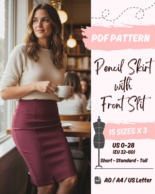 Pencil Stretch Skirt (US0-US28) | PDF Sewing Pattern