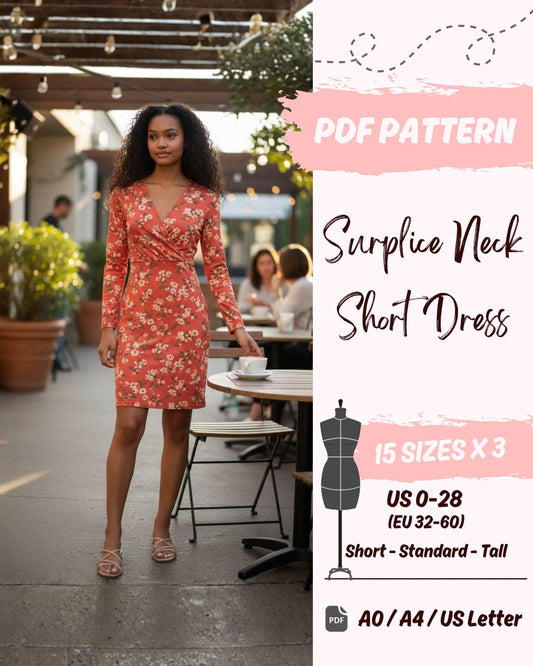 Faux Wrap Dress (US0-US28) | PDF Sewing Pattern