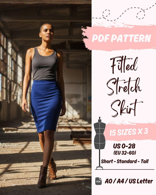 Fitted Stretch Skirt (US0-US28) | PDF Sewing Pattern