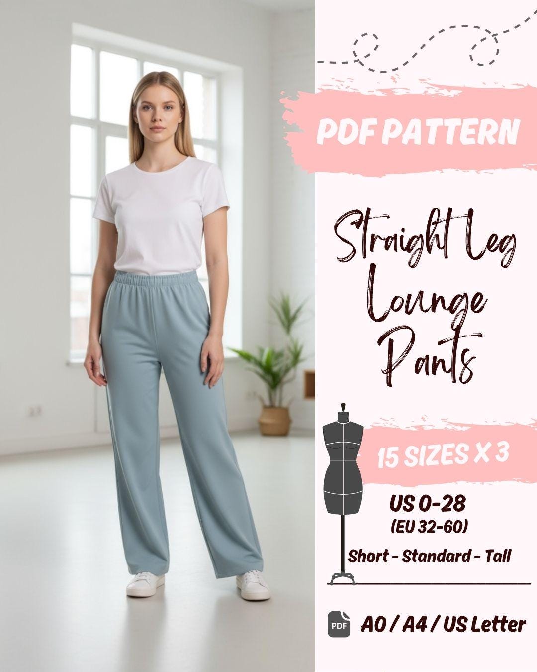 Sweatpants mit geradem Bein (DE30-DE58) | PDF Schnittmuster