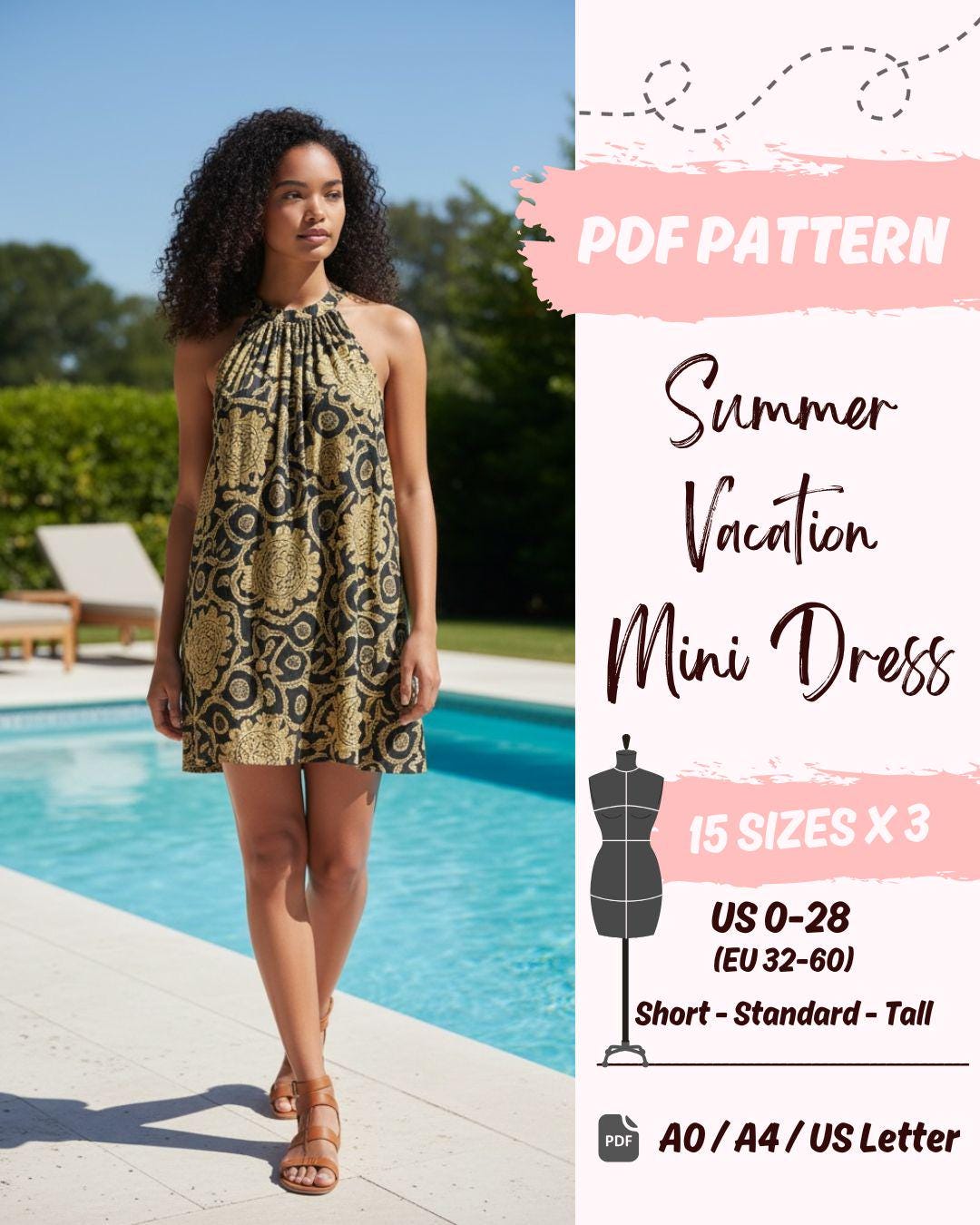 Luftiges Neckholder-Sommerkleid (EU30-EU58) | PDF-Schnittmuster