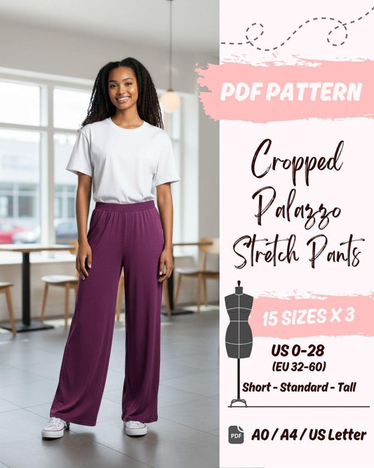 Cropped Palazzo Pants (US0-US28) | PDF Sewing Pattern