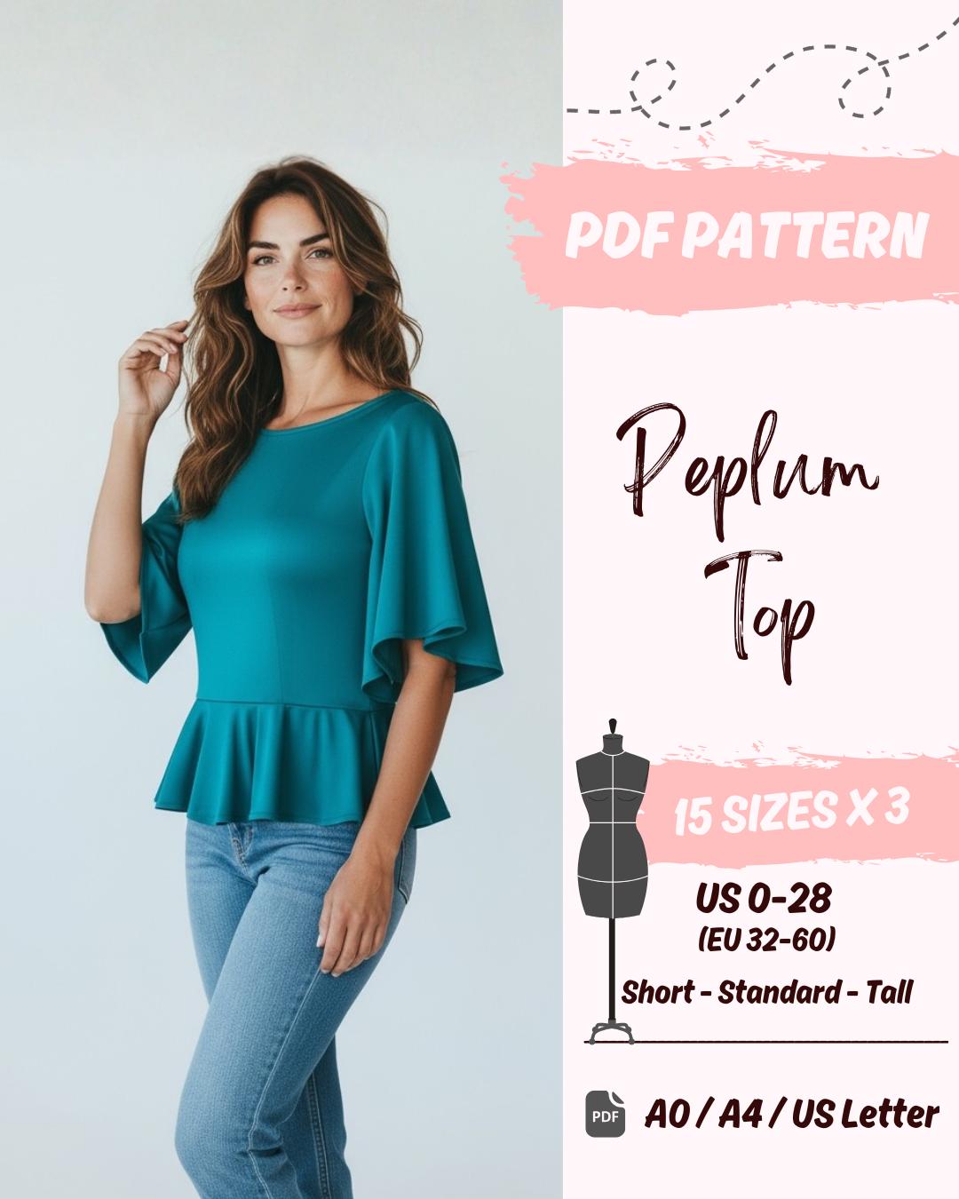 Schößchen-Top (DE30-DE58) | PDF-Schnittmuster