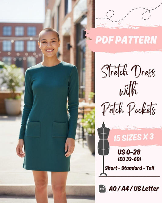 Stretch Jersey Dress (US0-US28) | PDF Sewing Pattern