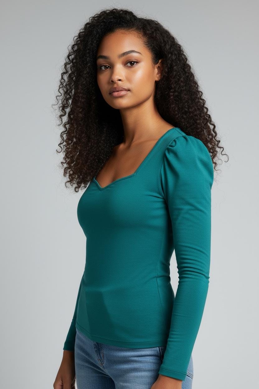 Sweetheart Neckline - Fitted Stretch Top (US0-US28) | PDF Sewing Pattern