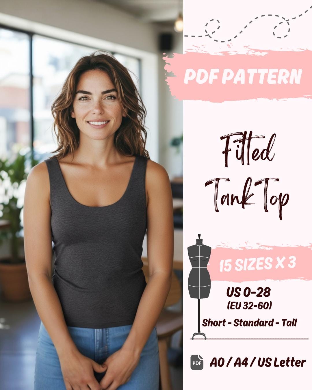 Fitted Tank Top (US0-US28) | PDF Sewing Pattern