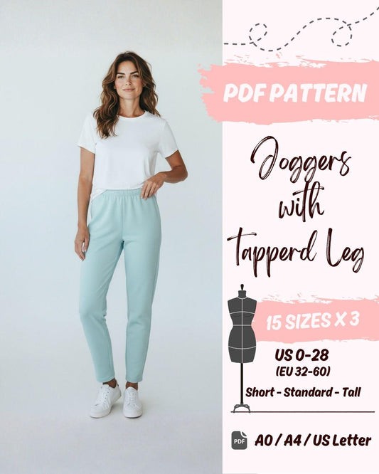 Tapered Leg Joggers (US0-US28) | PDF Sewing Pattern