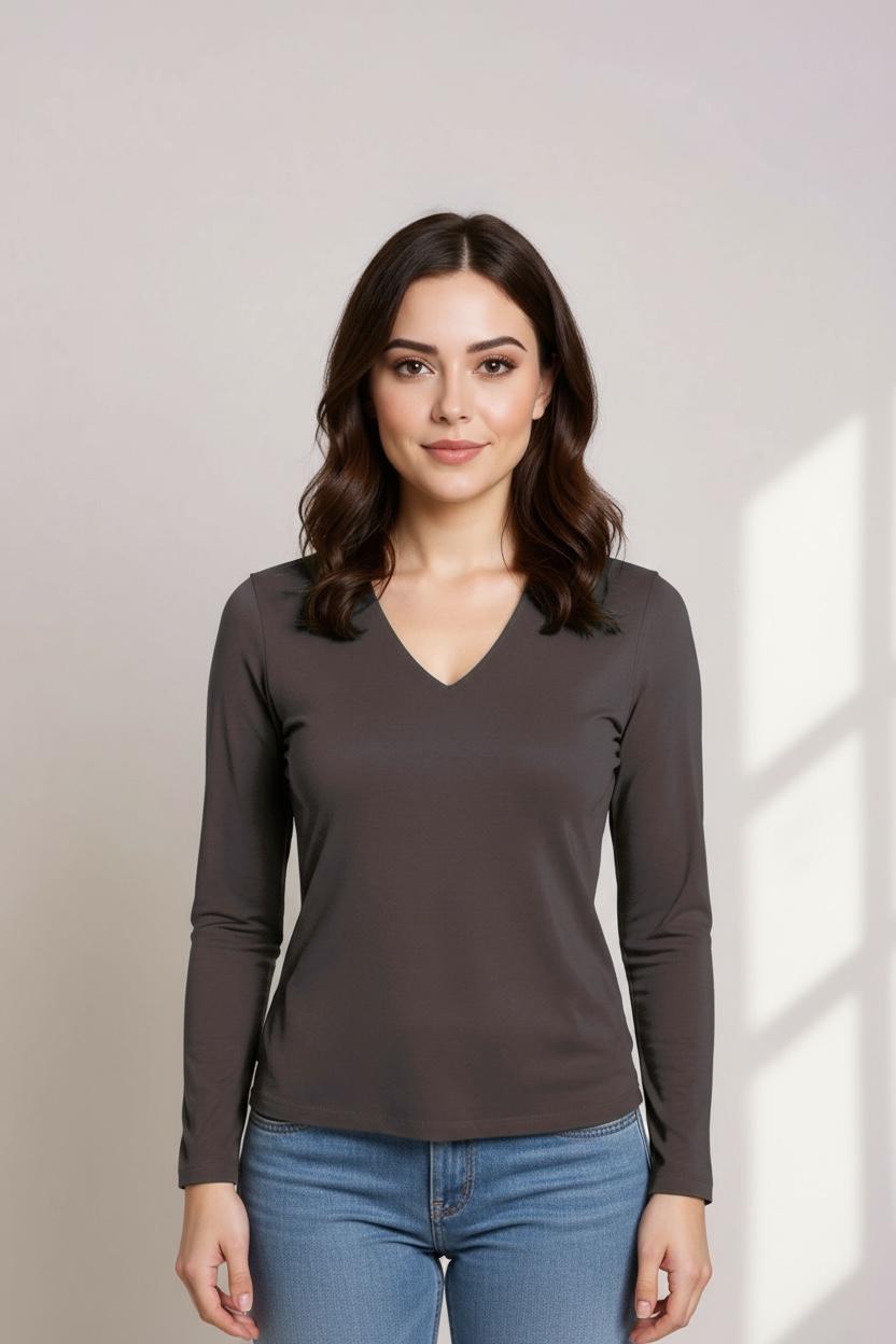 Fitted V-Neck Longsleeve Top (US0-US28) | PDF Sewing Pattern
